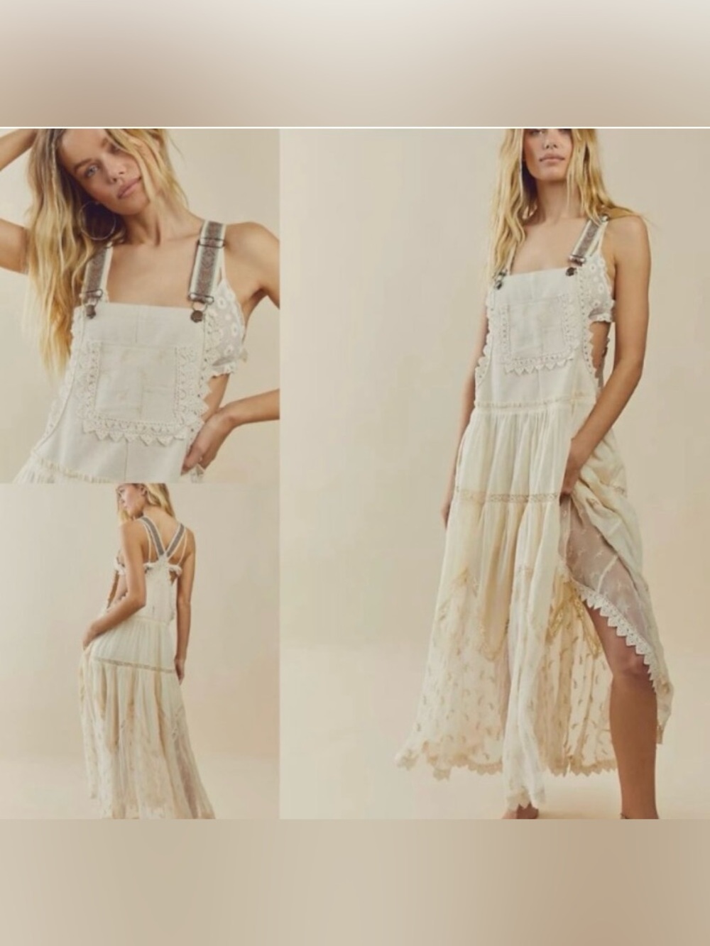 Free People Trails End Festival Skirtall Dress Cream XS